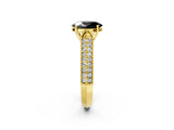 Yellow gold Fancy Black Oval Cut Cut Pave Split Shank Engagement Ring with Four-Prong Setting_2