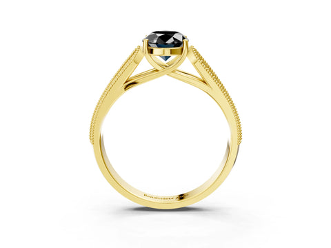 Yellow gold Fancy Black Oval Cut Cut Pave Split Shank Engagement Ring with Four-Prong Setting_3
