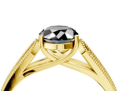 Yellow gold Fancy Black Oval Cut Cut Pave Split Shank Engagement Ring with Four-Prong Setting_4