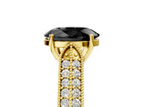 Yellow gold Fancy Black Oval Cut Cut Pave Split Shank Engagement Ring with Four-Prong Setting_5