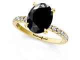 Yellow gold Fancy Black Oval Cut Diamond Brilliant Solitaire Ring with Pavé Band and Four-Prong Setting_13