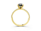 Yellow gold Fancy Black Oval Cut Diamond Brilliant Solitaire Ring with Pavé Band and Four-Prong Setting_15