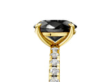 Yellow gold Fancy Black Oval Cut Diamond Brilliant Solitaire Ring with Pavé Band and Four-Prong Setting_17