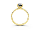 Yellow gold Fancy Black Oval Cut Diamond Brilliant Solitaire Ring with Pavé Band and Four-Prong Setting_3