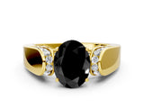 Yellow gold Fancy Black Oval Cut Diamond Channel Set Solitaire Ring with Four-Prong Setting_12