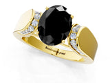 Yellow gold Fancy Black Oval Cut Diamond Channel Set Solitaire Ring with Four-Prong Setting_49