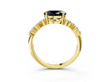 Yellow gold Fancy Black Oval Cut Diamond Cluster Pavé Band with Four-Prong Setting_15