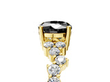 Yellow gold Fancy Black Oval Cut Diamond Cluster Pavé Band with Four-Prong Setting_17