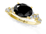 Yellow gold Fancy Black Oval Cut Diamond Cluster Pavé Band with Four-Prong Setting_4