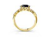Yellow gold Fancy Black Oval Cut Diamond Cluster Pavé Band with Four-Prong Setting_6