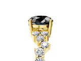 Yellow gold Fancy Black Oval Cut Diamond Cluster Pavé Band with Four-Prong Setting_8