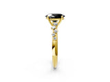 Yellow gold Fancy Black Oval Cut Diamond Cluster Side Stone Solitaire Ring with Prong Setting_26