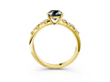 Yellow gold Fancy Black Oval Cut Diamond Cluster Side Stone Solitaire Ring with Prong Setting_27
