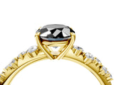 Yellow gold Fancy Black Oval Cut Diamond Cluster Side Stone Solitaire Ring with Prong Setting_28