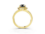 Yellow gold Fancy Black Oval Cut Diamond Double Halo Ring with Split Shank and Four-Prong Setting_3