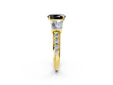 Yellow gold Fancy Black Oval Cut Diamond Engagement Ring with Baguette Side Stones and Channel Set Band_14