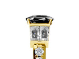 Yellow gold Fancy Black Oval Cut Diamond Engagement Ring with Baguette Side Stones and Channel Set Band_17