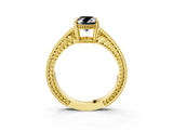 Yellow gold Fancy Black Oval Cut Diamond Engagement Ring with Milgrain Channel Set Band and Prong Setting_3
