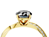 Yellow gold Fancy Black Oval Cut Diamond Engagement Ring with Side Stone Accents and Four-Prong Setting_16