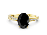 Yellow gold Fancy Black Oval Cut Diamond Engagement Ring with Side Stone Accents and Four-Prong Setting_60