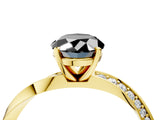 Yellow gold Fancy Black Oval Cut Diamond Engagement Ring with Side Stone Accents and Four-Prong Setting_64