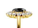 Yellow gold Fancy Black Oval Cut Diamond Floral Double Halo Engagement Ring with Prong Setting_29