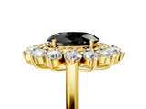 Yellow gold Fancy Black Oval Cut Diamond Floral Double Halo Engagement Ring with Prong Setting_89