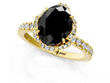 Yellow gold Fancy Black Oval Cut Diamond Halo Pave Band with Four-Prong Setting_4