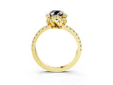Yellow gold Fancy Black Oval Cut Diamond Halo Pave Band with Four-Prong Setting_6