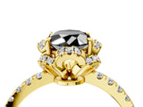 Yellow gold Fancy Black Oval Cut Diamond Halo Pave Band with Four-Prong Setting_7
