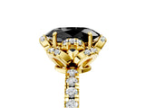 Yellow gold Fancy Black Oval Cut Diamond Halo Pave Band with Four-Prong Setting_8