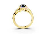 Yellow gold Fancy Black Oval Cut Diamond Halo Ring with Split Shank Pavé Band and Four-Prong Setting_3