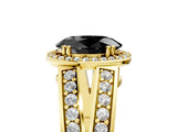 Yellow gold Fancy Black Oval Cut Diamond Halo Ring with Split Shank Pavé Band and Four-Prong Setting_5