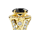 Yellow gold Fancy Black Oval Cut Diamond Halo Ring with Split Shank and Bezel Accents and Four-Prong Setting_5