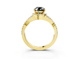 Yellow gold Fancy Black Oval Cut Diamond  Halo Twist Band Solitaire Prong Setting Ring_39
