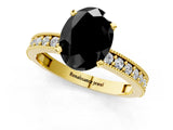 Yellow gold Fancy Black Oval Cut Diamond Milgrain Pavé Engagement Ring with Four-Prong Setting_1