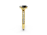 Yellow gold Fancy Black Oval Cut Diamond Milgrain Pavé Engagement Ring with Four-Prong Setting_2