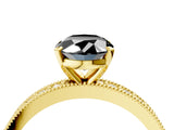 Yellow gold Fancy Black Oval Cut Diamond Milgrain Pavé Engagement Ring with Four-Prong Setting_4