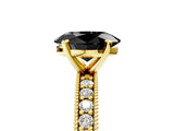 Yellow gold Fancy Black Oval Cut Diamond Milgrain Pavé Engagement Ring with Four-Prong Setting_5