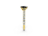 Yellow gold Fancy Black Oval Cut Diamond Pavé Band Solitaire Ring with Prong Setting_14