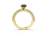 Yellow gold Fancy Black Oval Cut Diamond Pavé Band Solitaire Ring with Prong Setting_15