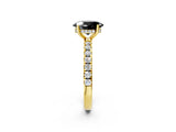 Yellow gold Fancy Black Oval Cut Diamond Pave Band Solitaire Ring with Four-Prong Setting_14