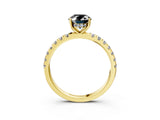 Yellow gold Fancy Black Oval Cut Diamond Pave Band Solitaire Ring with Four-Prong Setting_15