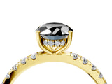 Yellow gold Fancy Black Oval Cut Diamond Pave Band Solitaire Ring with Four-Prong Setting_16
