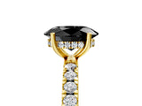 Yellow gold Fancy Black Oval Cut Diamond Pave Band Solitaire Ring with Four-Prong Setting_17