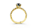 Yellow gold Fancy Black Oval Cut Diamond Prong Set Engagement Ring with Pave Band_3