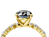 Yellow gold Fancy Black Oval Cut Diamond Prong Set Engagement Ring with Pave Band_4