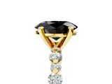 Yellow gold Fancy Black Oval Cut Diamond Prong Set Engagement Ring with Pave Band_5