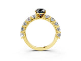 Yellow gold Fancy Black Oval Cut Diamond Prong Setting with Side Stones on a Pave Band_3
