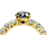 Yellow gold Fancy Black Oval Cut Diamond Prong Setting with Side Stones on a Pave Band_4